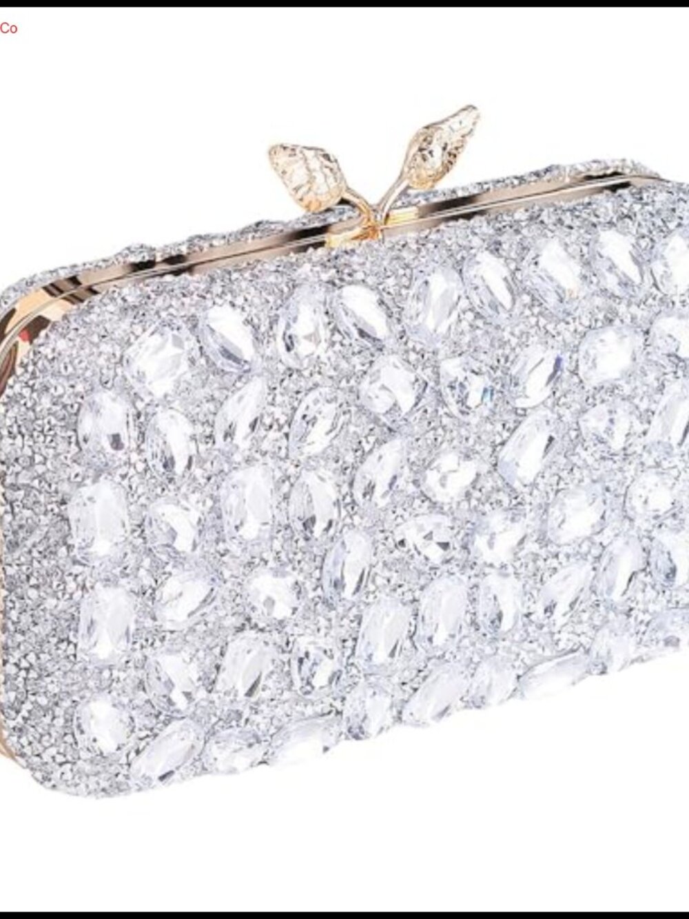 Rhinestone Sequin Evening Clutch with Chain Gold Metal Clasp 3-in-1 Bag